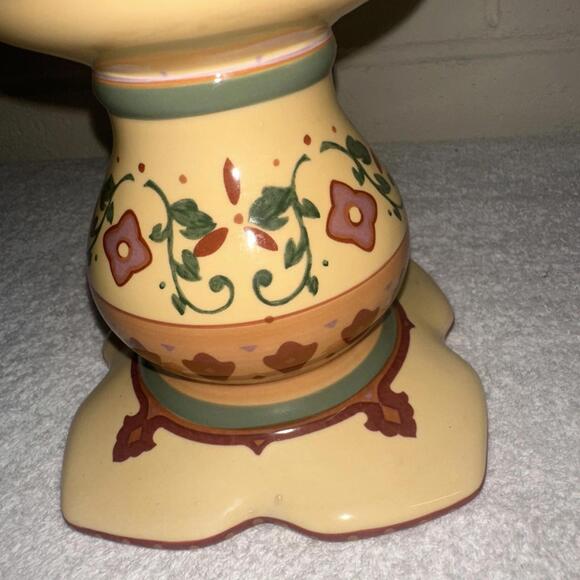 PARTYLITE Pedestal Pillar or Taper Candle Holder Red Yellow Floral - Picture 2 of 5